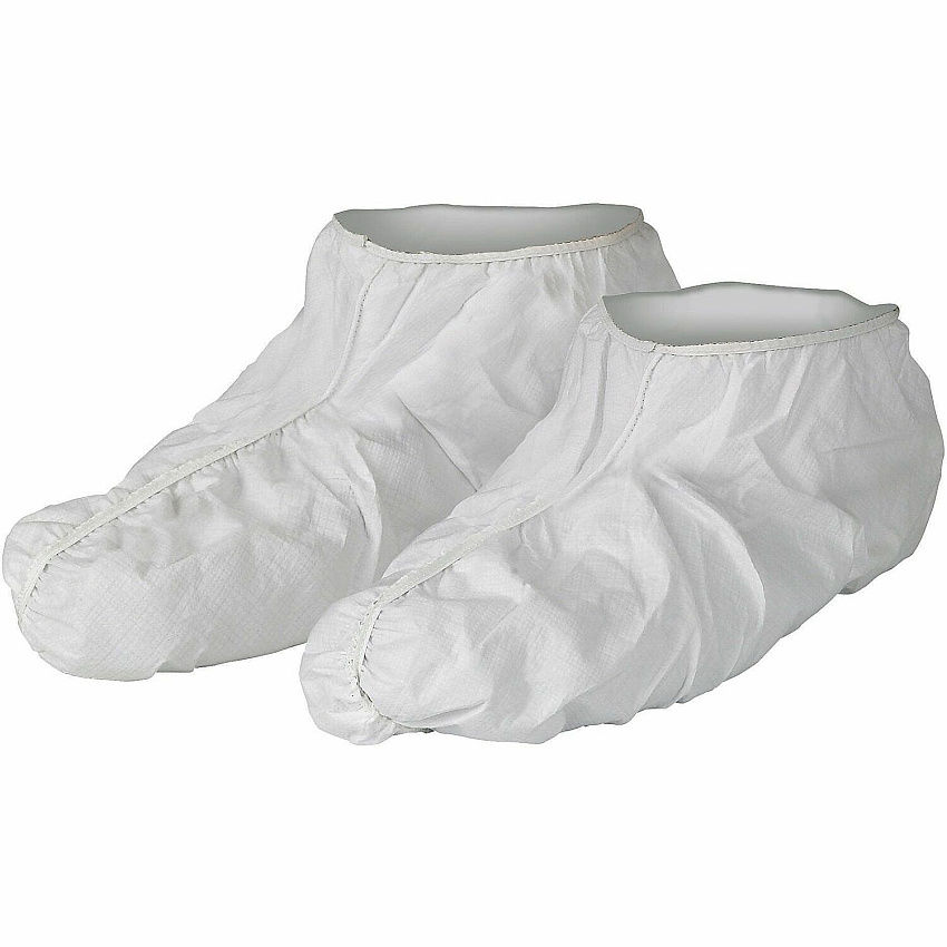 Ansell Health Protective Shoe Covers Recommended for: Liquid Handling, Pharmaceutical, Manufacturing - Universal - Dry Particle, Chemical, Debris, Liquid Protection - Film Laminate - White - Breathable, Microporous, Liquid Resistant, Elastic Openi (27000)