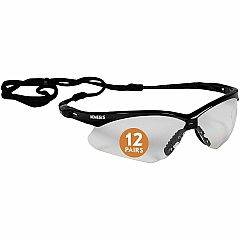 Ansell Health Nemesis Safety Glasses Recommended for: Workplace, Home, Construction, Manufacturing, Shooting, Indoor - Eye, UVA, UVB, UVC Protection - Polycarbonate - Clear Lens - Black Frame - Durable, Lightweight, Wraparound Frame, Sweat Resis (25676BX)
