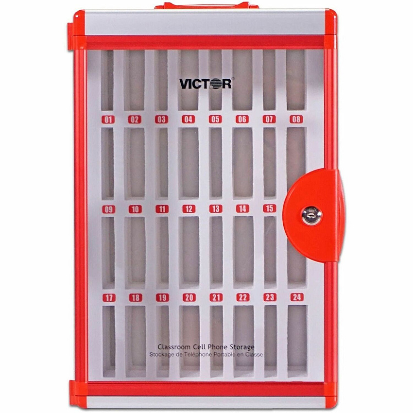 Victor Classroom Cell Phone Locker Pressure Resistant, Drop Resistant - Wall, Table Top - for Cell Phone, Classroom - Overall Size 20.7" Height x 12.4" Width - Red - Aluminum Alloy - 1 Each (PB032)