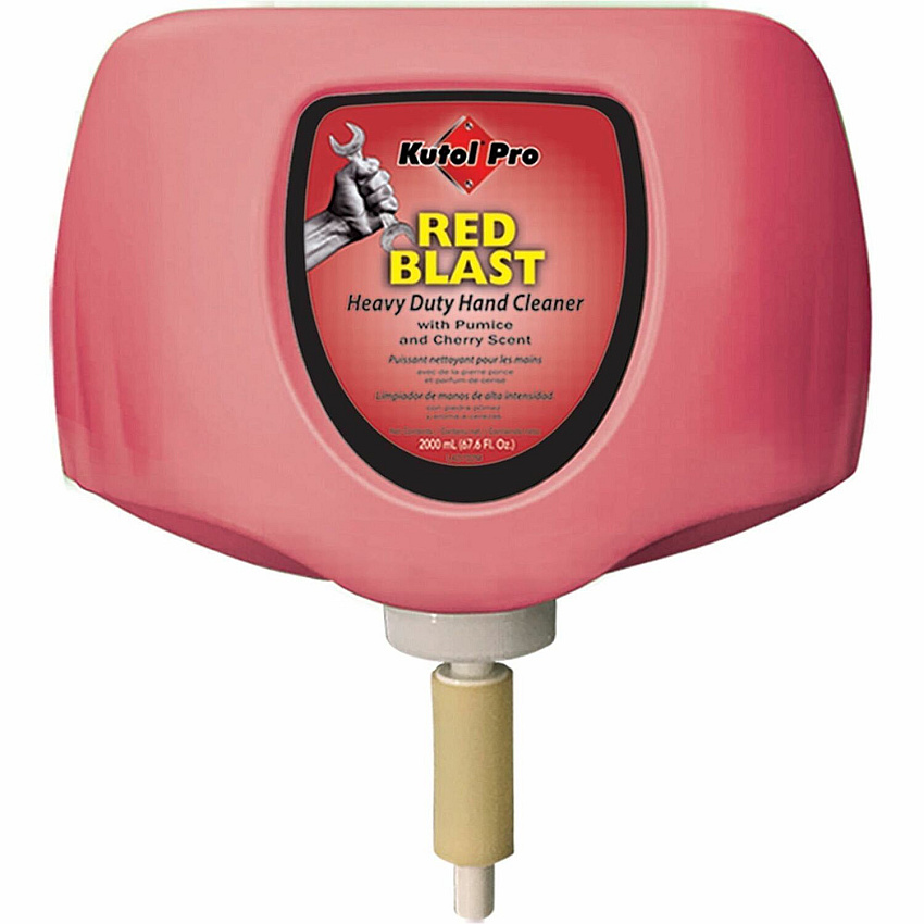 Kutol RedBlast Indust. Hand Soap with Pumice Cherry Scent - 2.11 quart - Soil Remover, Paint Remover, Ink Remover, Oil Remover, Grease Remover, Tar Remover, Dirt Remover, Cutting Fluid Remover - Hand, Industrial - Moisturizing - Red - Heavy Duty -  (7767)