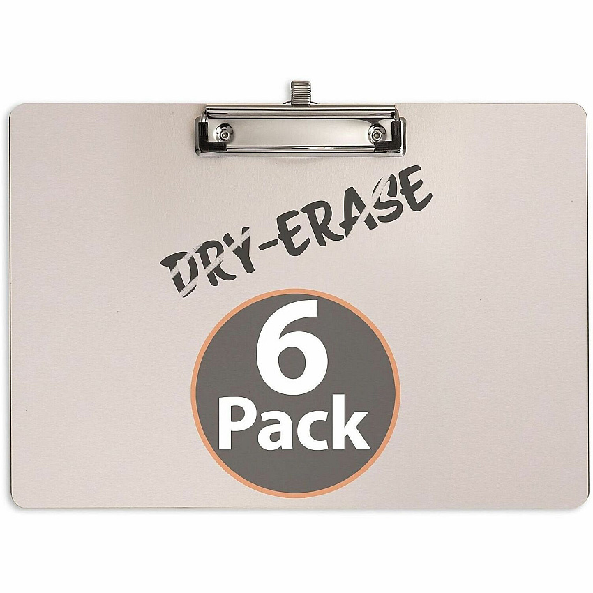Officemate Reusable Dry-Erase Whiteboard Clipboards Storage for 70 Sheet - 9" x 12 1/2" Sheet Size - White - 6 / Carton (83166)