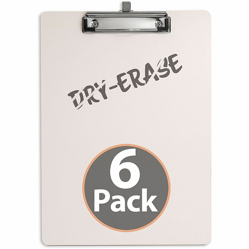 Officemate Reusable Dry-Erase Whiteboard Clipboards Storage for 70 Sheet - 9" x 12 1/2" Sheet Size - White - 6 / Carton (83161)