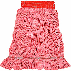 Genuine Joe 5" Looped End Wet Mop Large - Looped Ends, 4-ply, Headband, Fray Resistant, Durable, Launderable, Reusable, Tailband - Cotton, Synthetic, Yarn, Vinyl, Mesh, Woven, Polyester - Red - 1 Each (GJO47541)
