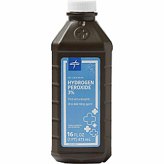 Medline 3 Percent USP Hydrogen Peroxide For Cleaning, Minor Cut, Burn, Abrasion, Cut - 16 fl oz - 12 / Carton (MDS098001ZCT)