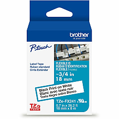 Brother Genuine P-touch TZeFX241 BK on WHT Label Tape, Flexible ID Laminated, 18mmX8m 45/64" Width - White - Laminated - Water Resistant - 1 Each (TZEFX241G)
