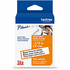 Brother Label Tape x 15/32" Width x 26 1/5 ft Length - Thermal Transfer - Black on White - Paper - Water Resistant - Laminated - 1 Each (TZEAF231G)