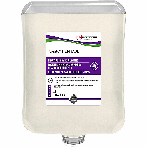 Kresto Super Heavy Duty Hand Cleanser Citrus Scent - 1.06 gal - Cartridge Dispenser - Soil Remover, Oil Remover, Grease Remover, Tar Remover, Paint Remover, Grime Remover - Hand, Skin, Industrial, Automotive - Off White - Heavy Duty, Non-abrasive, (09104)