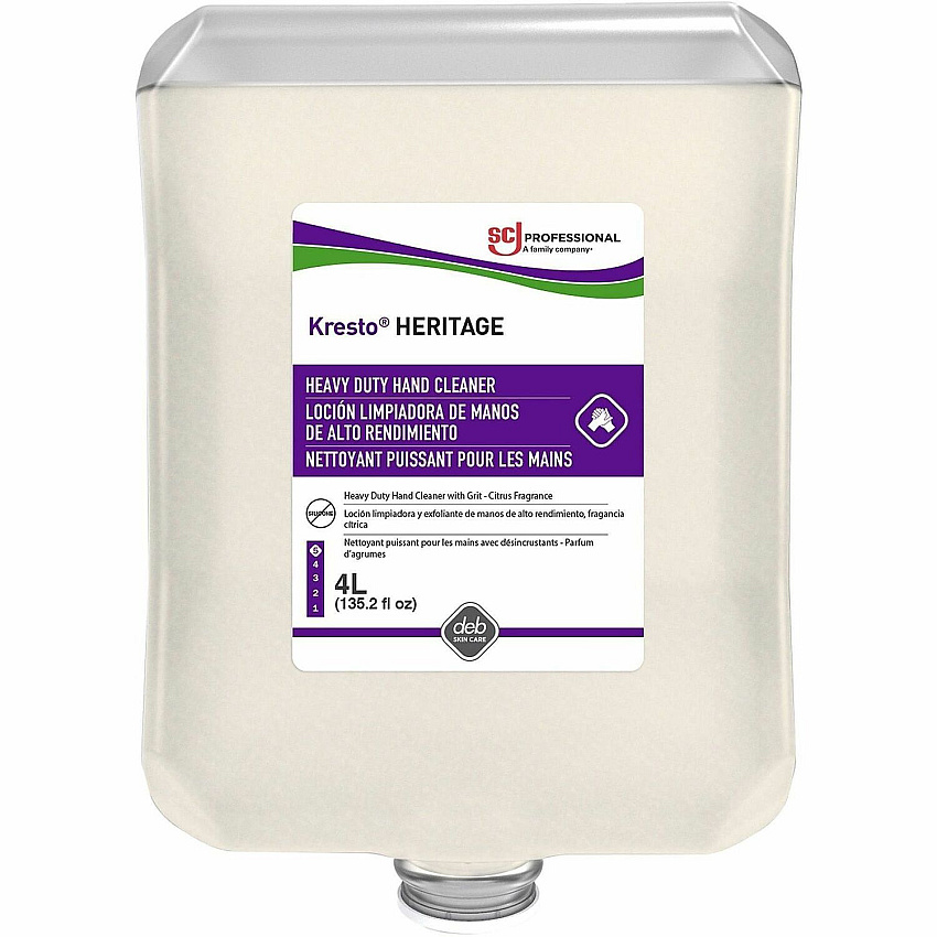 Kresto Super Heavy Duty Hand Cleanser Citrus Scent - 1.06 gal - Cartridge Dispenser - Soil Remover, Oil Remover, Grease Remover, Tar Remover, Paint Remover, Grime Remover - Hand, Skin, Industrial, Automotive - Off White - Heavy Duty, Non-abrasive, (09104)