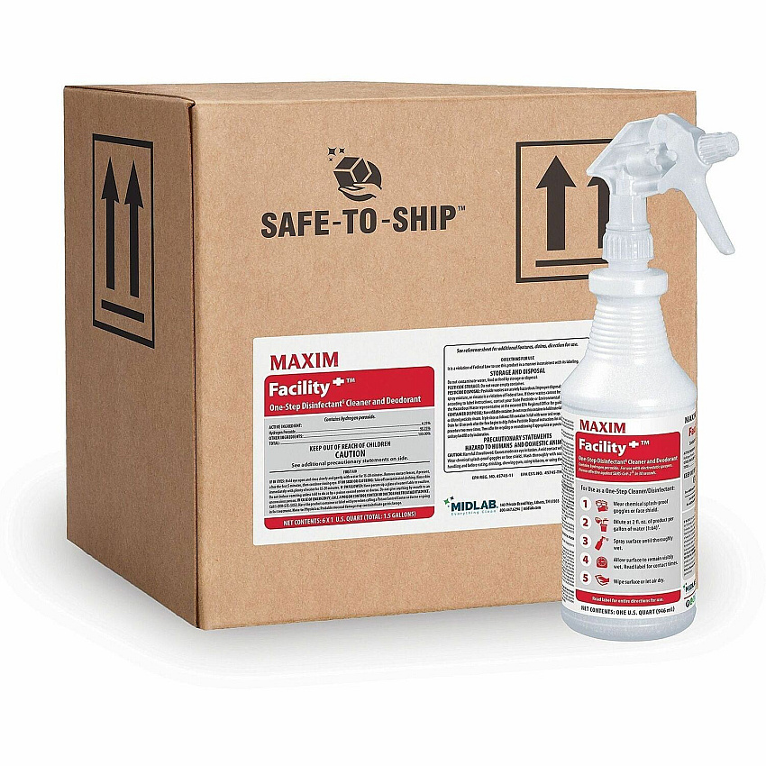 Maxim Facility+ One-Step Disinfectant For Multi Surface, Multipurpose - Concentrate - Liquid - 128 fl oz (4 quart) - Recommended For: Odor Remover, Mildew Odor Remover, Bacteria Remover, Germs Remover, Virus Remover, Mold Remover - Deodorize, F (04620086)