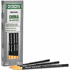 Dixon Industrial Phano Nontoxic China Markers Black Lead - Thin Point - 12 / Dozen (000810002)