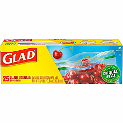 Glad Food Storage Zipper Bags 7.75" Length x 7" Width - Zipper Closure - Yellow - Plastic - Food, Storage, Packaging, Home, Office, Marinating - 50 Bags/Box - 12 / Carton (55052) Glad Food Storage Zipper Bags 7.75" Length x 7" Width - Zipper Closure - Yellow - Plastic - Food, Storage, Packaging, Home, Office, Marinating - 50 Bags/Box - 12 / Carton (55052)