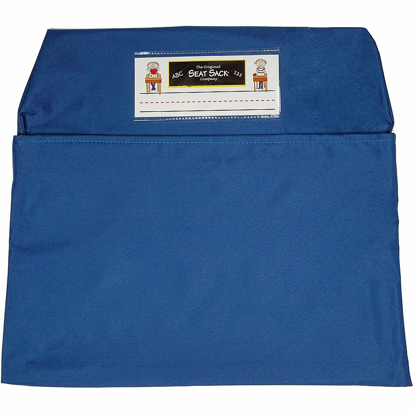 Seat Sack 1-Pocket Seat Sack 1 Pocket(s) - 1 Compartment(s) - 14" Width x 2" Depth - Chair - Durable, Desk Space, Laminated, Washable, Expandable - Blue - Poly Cotton - 1 Each (00114)