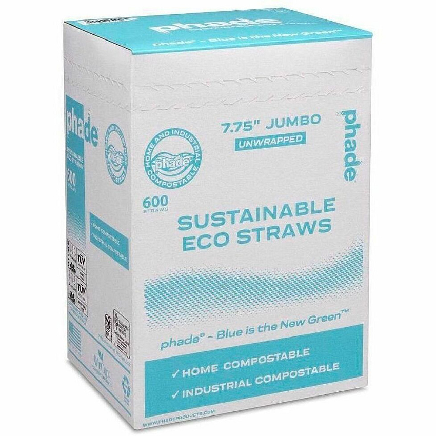 Phade Compostable Straws 7.8" Height x - Polyhydroxyalkanoate (PHA) - Caribbean Blue - 600 / Box (511204)