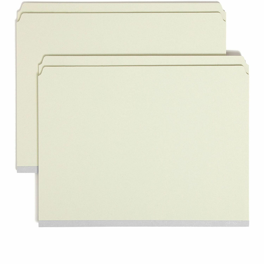 Smead Straight Tab Cut Letter Recycled Top Tab File Folder 8 1/2" x 11" - 1" Expansion - 25 pt. - Pressboard - Gray, Green - Heavy Duty, Wear Resistant, Tear Resistant - 60% Recycled - 25 / Box (13200)