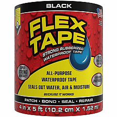 FLEX SEAL Flex Tape 5 ft Length x 4" Width - Black - Rubber Backing - Water Proof, UV Resistant, Temperature Resistant, Weather Resistant, Air Proof, Water Resistant, Moisture Resistant - For Patching, Bonding, Sealing, Repair, Repairing, Bo (TFSBLKR0405) FLEX SEAL Flex Tape 5 ft Length x 4" Width - Black - Rubber Backing - Water Proof, UV Resistant, Temperature Resistant, Weather Resistant, Air Proof, Water Resistant, Moisture Resistant - For Patching, Bonding, Sealing, Repair, Repairing, Bo (TFSBLKR0405)