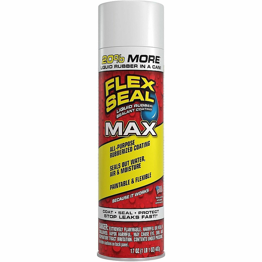FLEX SEAL Liquid Rubber Sealant Coating Spray Synthetic Rubber - White - 1.06 lb - 1 - 4 / Carton (FSMAXWHT24)