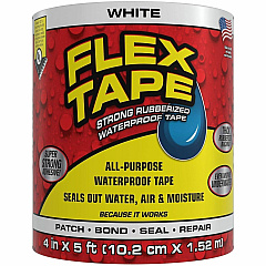 FLEX SEAL Repair Tape 5 ft Length x 4" Width - White - Water Proof, UV Resistant, Temperature Resistant, Weather Resistant, Moisture Resistant - For Repair, Sealing, Home, Roofing, General Purpose, Bathroom, Project, Multi Surface, Bonding, (TFSWHTR0405) FLEX SEAL Repair Tape 5 ft Length x 4" Width - White - Water Proof, UV Resistant, Temperature Resistant, Weather Resistant, Moisture Resistant - For Repair, Sealing, Home, Roofing, General Purpose, Bathroom, Project, Multi Surface, Bonding, (TFSWHTR0405)