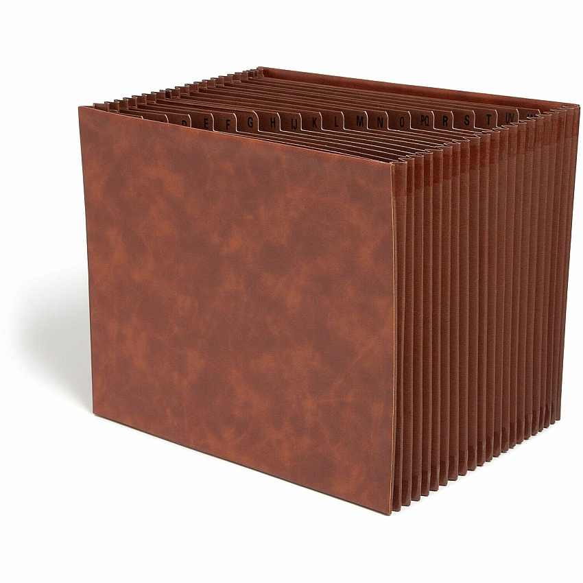 Smead TUFF Letter Expanding File 8 1/2" x 11" - 4200 Sheets Capacity - 21 Pocket - Top Tab Location - Assorted Tab Position - 20 Divider - Vegan Leather - Brown - Durable, Reinforced Gusset, Reinforced Edges, Water Resistant - 1 Each (73786)