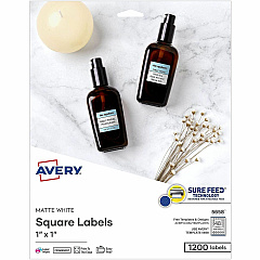 Avery Matte White Square Labels x 1" Width x 1" Length - Square - Inkjet, Laser - Matte - Matte White - 48 / Sheet - 1200 Total Label(s) - For Label Printer - 1200 / Pack (05658) Avery Matte White Square Labels x 1" Width x 1" Length - Square - Inkjet, Laser - Matte - Matte White - 48 / Sheet - 1200 Total Label(s) - For Label Printer - 1200 / Pack (05658)