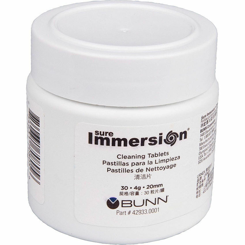 BUNN Sure Immersion Cleaning Tablets (2) For Coffee Brewer - 0.14 oz - White - 30 / Each (429330002)