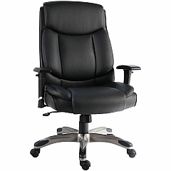 Lorell Sera High-Back Manager Chair with Height-Adjustable Arms Polyurethane Seat Material - Polyurethane Back Material - High Back - Black - Leather - Armrest - 1 Each (LLR63272)