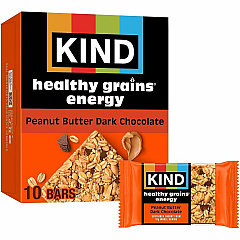 KIND Healthy Grains Energy Bars Egg-free, Dairy-free, Gluten-free, Wheat-free, Trans Fat Free, Low Sodium - Peanut Butter Dark Chocolate - 1.40 oz - 10 / Box (67075) KIND Healthy Grains Energy Bars Egg-free, Dairy-free, Gluten-free, Wheat-free, Trans Fat Free, Low Sodium - Peanut Butter Dark Chocolate - 1.40 oz - 10 / Box (67075)