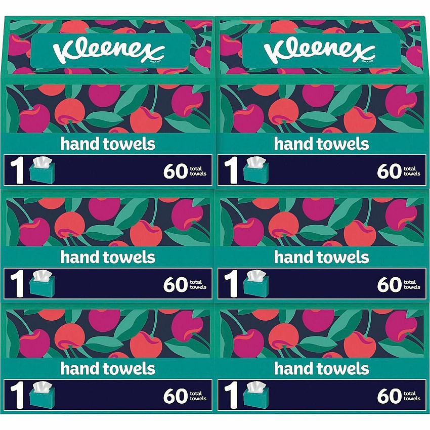 Kleenex Disposable Hand Towels 1 Ply - 8" Width x 9.10" Length - White - Paper - 60 Towels/Box - 6 / Carton (38586CT)
