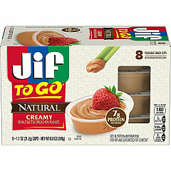 Jif To-Go Creamy Natural Peanut Butter Cups Natural, Creamy - 1.10 oz - 8 / Pack (99266) Jif To-Go Creamy Natural Peanut Butter Cups Natural, Creamy - 1.10 oz - 8 / Pack (99266)