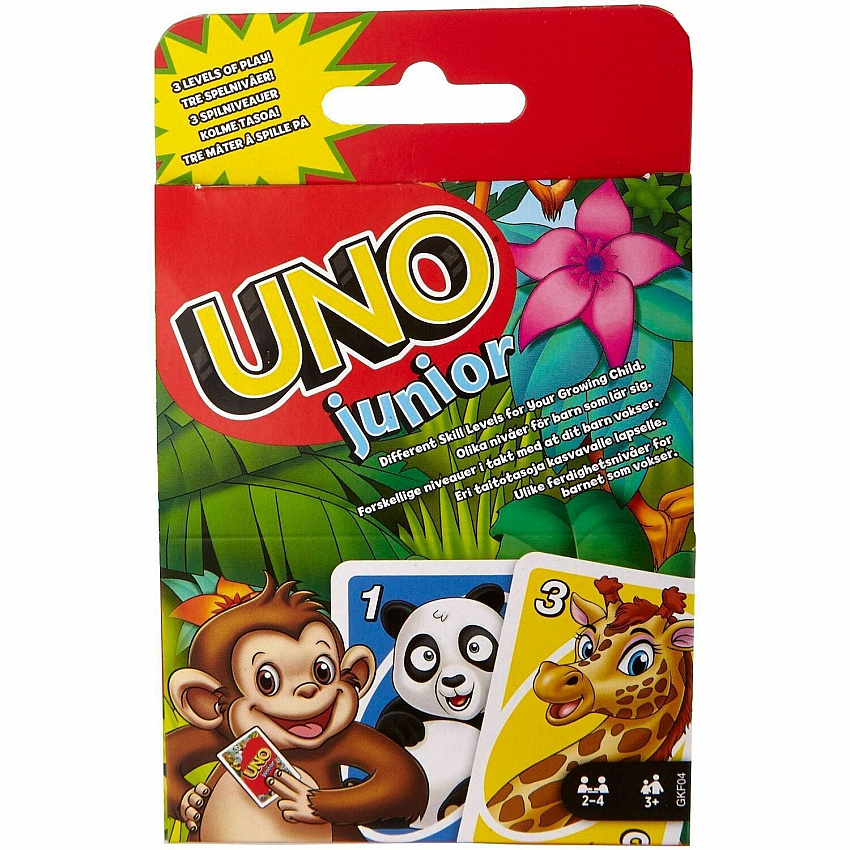 UNO Junior Card Game For Kids With Simple Rules & Animal Matching For 2-4 Player 45 Card(s) - Animal - Matching - 2 to 4 Players - 1 Each (GKF04)