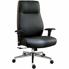 Lorell Fuerte Executive High-Back Chair with Adjustable Arms High Back - Black - Poly, Polyurethane - Armrest - 1 Each (LLR63300)