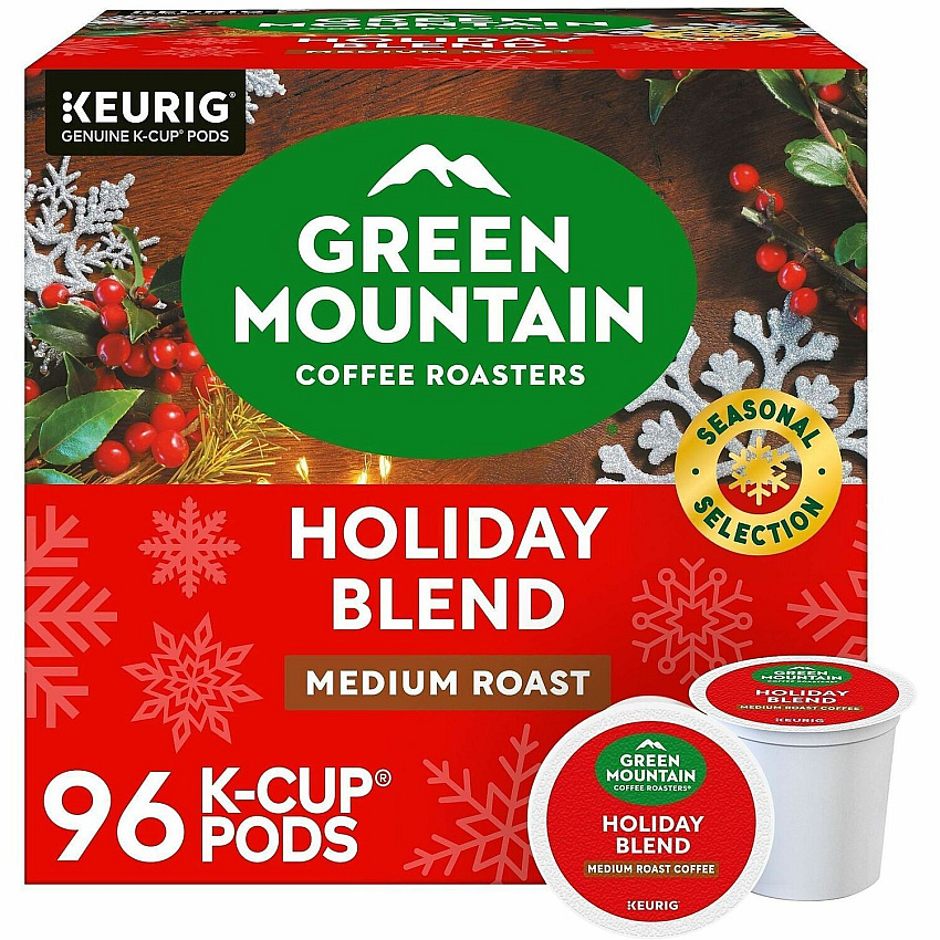 Green Mountain Coffee Roasters&reg; K-Cup, Pod Holiday Blend Coffee Compatible with Keurig Brewer - Medium - 24 K-Cup - K-Cup, Pod - Holiday Blend - 4 / Carton (6204CT)
