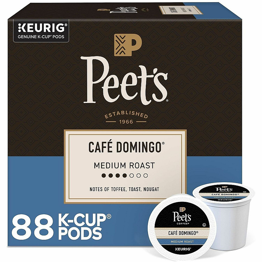 Peet's Coffee Peet's K-Cup Cafe Domingo Coffee Compatible with Keurig Brewer - Medium - 22 K-Cup - K-Cup - Cafe Domingo - 4 / Carton (2404CT)