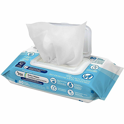 PDI pH-Balanced Baby Wipes for Sensitive Skin 8" Width x 6.70" Length - Blue - 80 / Each (M41580)