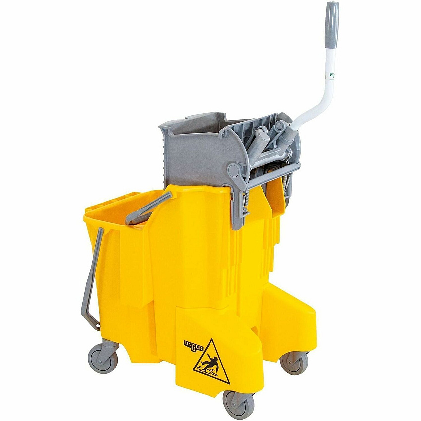Unger Dual Compartment Mop Bucket 8 gal - Ergonomic Design, Dual Bucket, Light Weight, Caster - Plastic - Yellow - 1 Carton (COMBY)