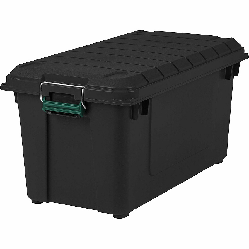 Remington Heavy-Duty Storage Container External Dimensions: 30" Length x 16" Width x 15.3" Height - 75 lb - 20.50 gal - Lid, Buckle Latch Closure - Heavy Duty - Stackable - Polypropylene, Metal, Plastic - Black, Green - For Clothes, Document, Foo (296005)