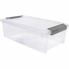 IRIS 6.2 QT Stack-and-Pull Storage Tote External Dimensions: 14.1" Length x 8.1" Width x 4.6" Height - 1.55 gal - Buckle Latch Closure - Stackable - Clear, Gray - For Document - 1 Each (300008)