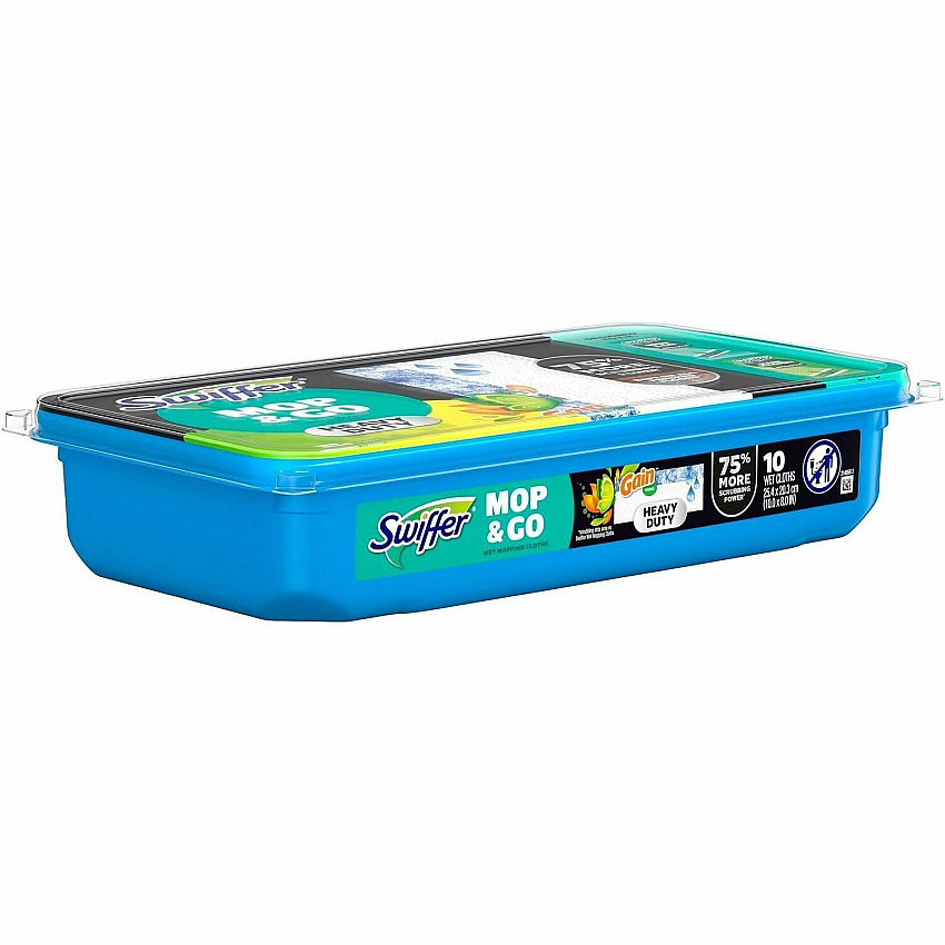 Swiffer Sweeper HvyDty Mop Cloths Gain Original Scent - Heavy Duty - Blue - 10 Cloths/Pack - 6 / Carton (76471CT)