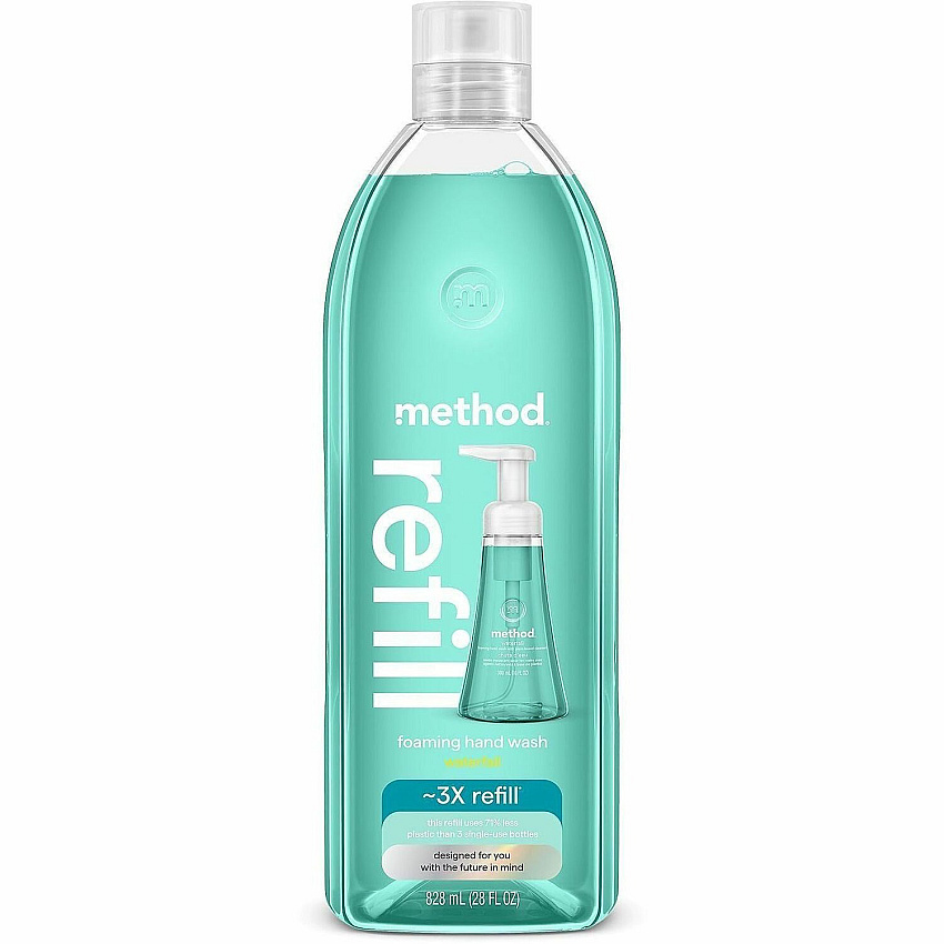 Method Waterfall Foaming Hand Wash Refill Waterfall Scent - 28 fl oz - Pump Bottle Dispenser - Hand - Blue - Cruelty-free, Paraben-free, Phthalate-free - 1 Each (377968)