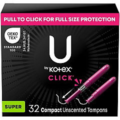 Kimberly-Clark Click Compact Tampons Super - Anti-leak, Absorbent, Comfortable, Fragrance-free, Chlorine-free, BPA-free, Pesticide-free - 6 / Carton (51584CT)