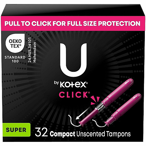 Kimberly-Clark Click Compact Tampons Super - Anti-leak, Absorbent, Comfortable, Fragrance-free, Chlorine-free, BPA-free, Pesticide-free - 6 / Carton (51584CT)