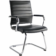 Lorell Tempo Modern Guest Chair Chrome Frame Material - Cantilever Base - Black - Leather, Chrome - Armrest - 1 Each (LLR63222)