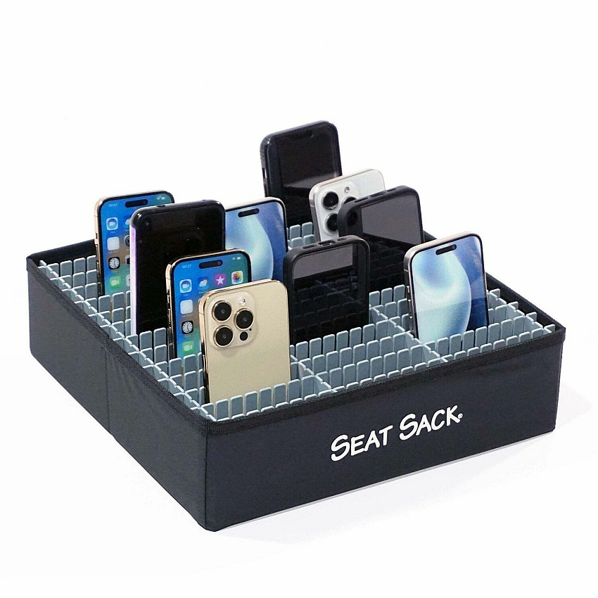 Seat Sack Classroom Cell Phone Organizer Tray 36 - 3.50" Height x 12.50" Width x 4.90" Depth - Desk - Portable, Foldable, Lightweight, Durable, Impact Resistant - Black - Polyester Fabric, Plastic - 1 Each (PB036)