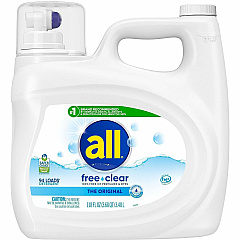 all Free Clear Liquid Laundry Detergent For Washing Machine, Laundry - Liquid - 118 fl oz (3.7 quart) - 94 Loads - Recommended For: Allergen Remover, Pet Dander Remover, Pollen Remover, Stain Remover, Microbe Remover, Dirt Remover - Skin-friendly, (47463) all Free Clear Liquid Laundry Detergent For Washing Machine, Laundry - Liquid - 118 fl oz (3.7 quart) - 94 Loads - Recommended For: Allergen Remover, Pet Dander Remover, Pollen Remover, Stain Remover, Microbe Remover, Dirt Remover - Skin-friendly, (47463)