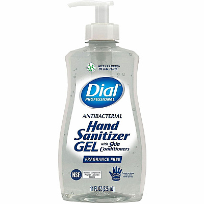 Dial Professional Hand Sanitizer Gel Fragrance-free Scent - 11 fl oz - Pump Dispenser - Bacteria Remover - Hand - Moisturizing - Clear - Dye-free - 12 / Carton (35482CT)