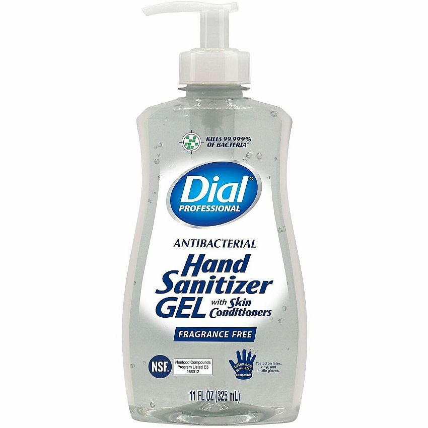 Dial Professional Hand Sanitizer Gel Fragrance-free Scent - 11 fl oz - Pump Dispenser - Bacteria Remover - Hand - Moisturizing - Clear - Dye-free - 12 / Carton (35482CT)