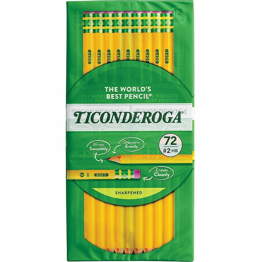 Ticonderoga X13972 Wood Pencil HB/#2 - Broad Point - Yellow Barrel - 72 / Pack (X139720001)