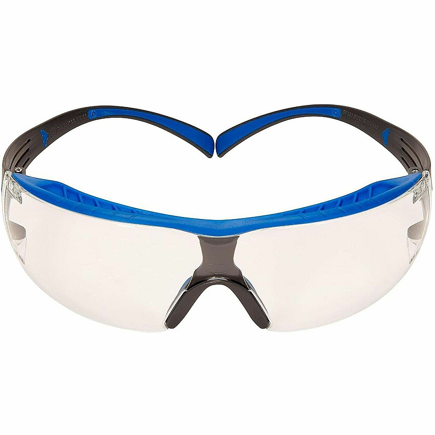 3M SecureFit Protective Eyewear Eye, Fog, Impact, UVA, UVB, Debris, UVC Protection - Polycarbonate - Blue, Gray - Clear Lens - Anti-fog, Impact Resistant, Self Adjustable, Snug Fit, Removable, Comfortable - 1 Each (SF401XSGAFBL)