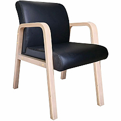Lorell Solid Wood Frame Guest Chair Solid Wood Frame Material - Four-legged Base - Black, Modern Elm - Bonded Leather - Armrest - 1 Each (LLR40214)
