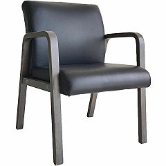 Lorell Solid Wood Frame Guest Chair Solid Wood Frame Material - Four-legged Base - Black, Weathered Charcoal - Bonded Leather - Armrest - 1 Each (LLR40213)