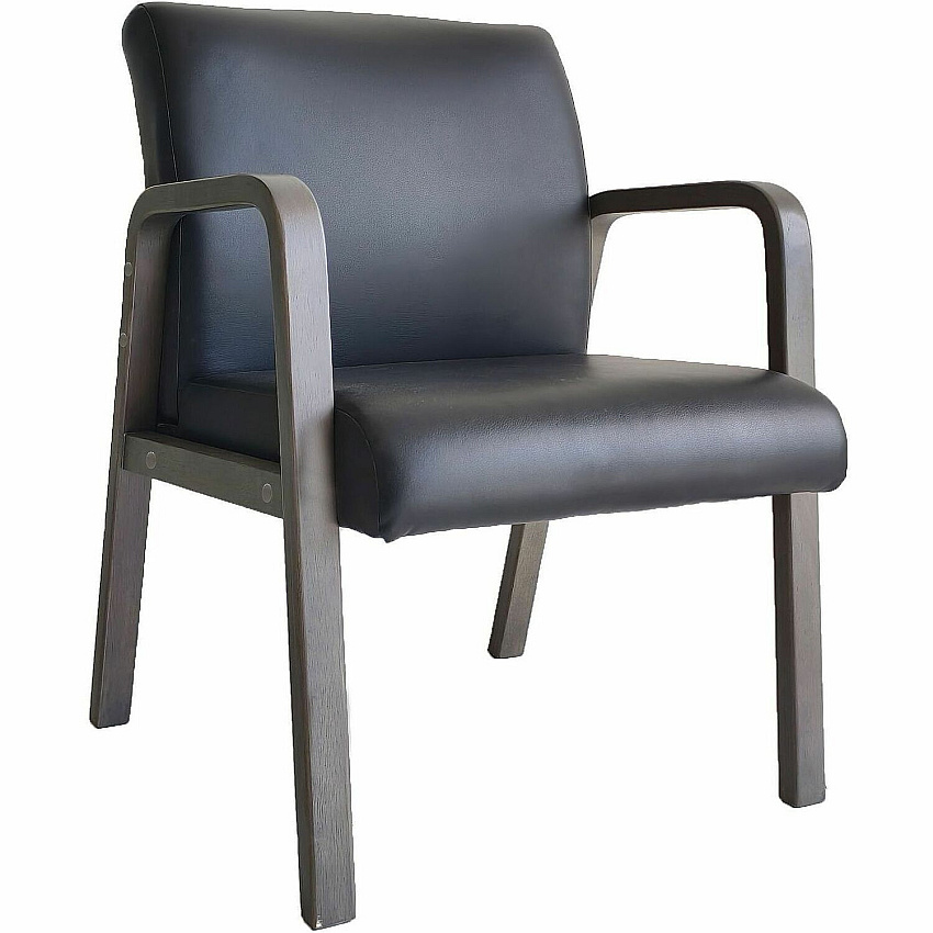 Lorell Solid Wood Frame Guest Chair Solid Wood Frame Material - Four-legged Base - Black, Weathered Charcoal - Bonded Leather - Armrest - 1 Each (LLR40213)